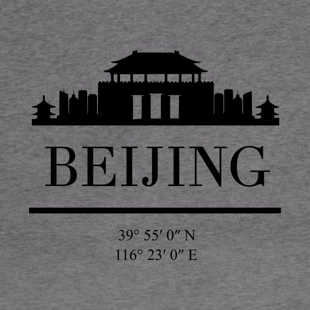 BEIJING CHINA BLACK SILHOUETTE SKYLINE ART by deificusArt